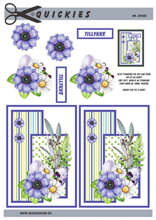 3D Blå og hvide blomster